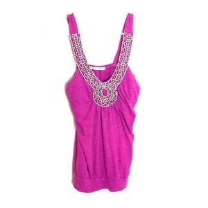 Maurice’s Pink Tank Top with Beaded Neckline